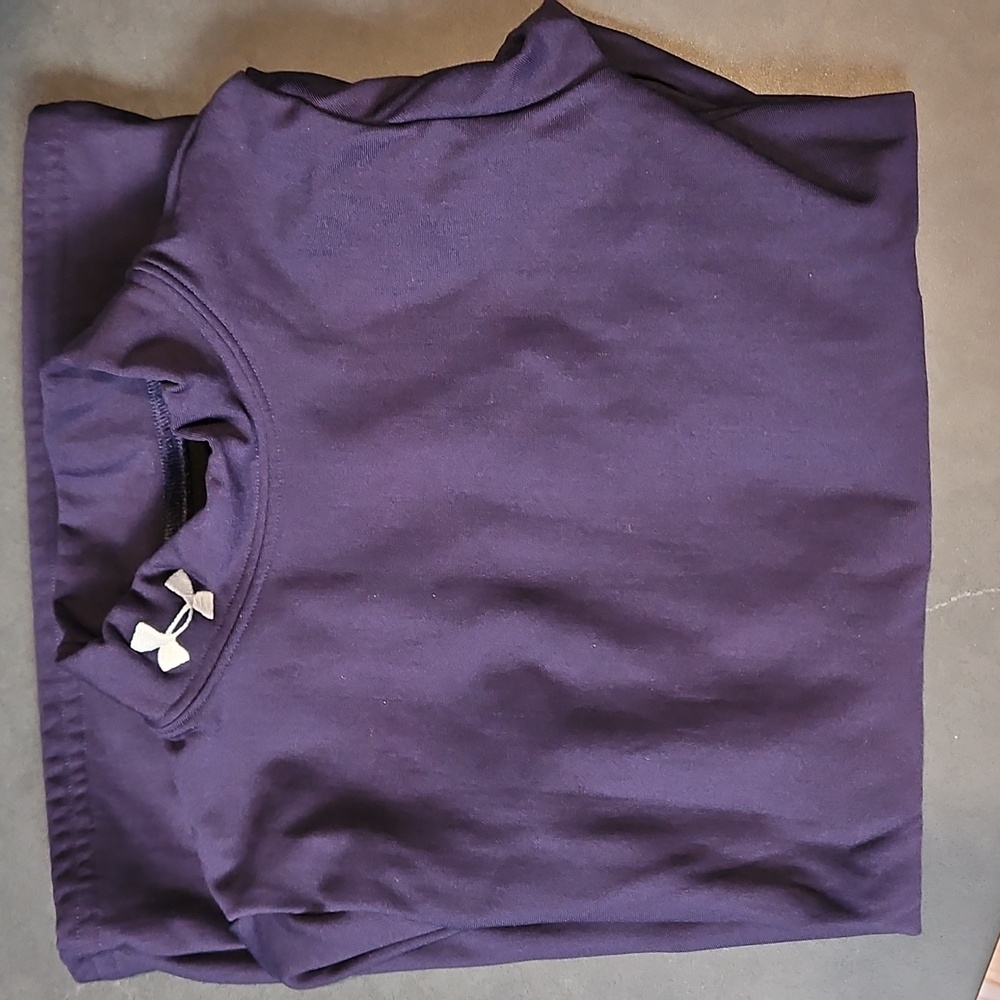 Under Armour Youth Navy Blue Cold Gear Fitted Mock Neck Long Sleeve Top Med